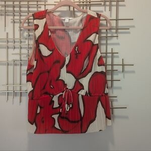 Nine West Red and White Sleeveless Blouse
